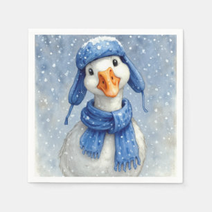 Servilleta De Papel Ganso blanco de Navidad con bufanda azul