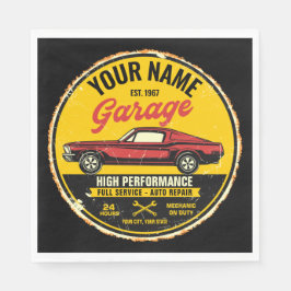 Servilleta De Papel Garaje Fastback Red Classic para coches personaliz