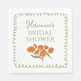 Servilleta De Papel Garden Green Orange Whimsical Bridal Shower
