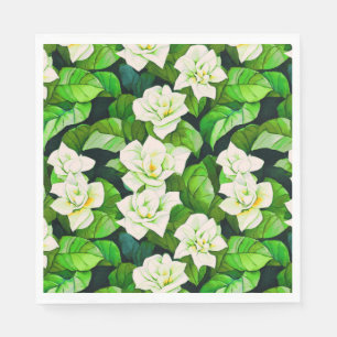 Servilleta De Papel Gardenias blancas y hojas verdes de jade