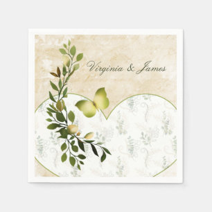 Servilleta De Papel Garland y corazón floral contemporáneos