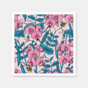 Servilleta De Papel Garzas y abejorros dulces, rosa y azul
