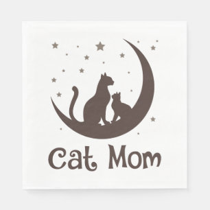 Servilleta De Papel Gata mamá gatos luna