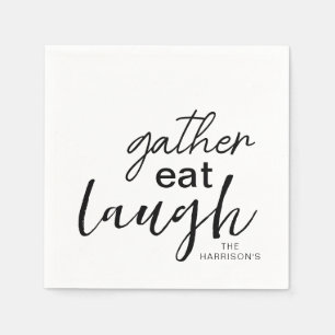 Servilleta De Papel Gather Eat Laugh Personalizado