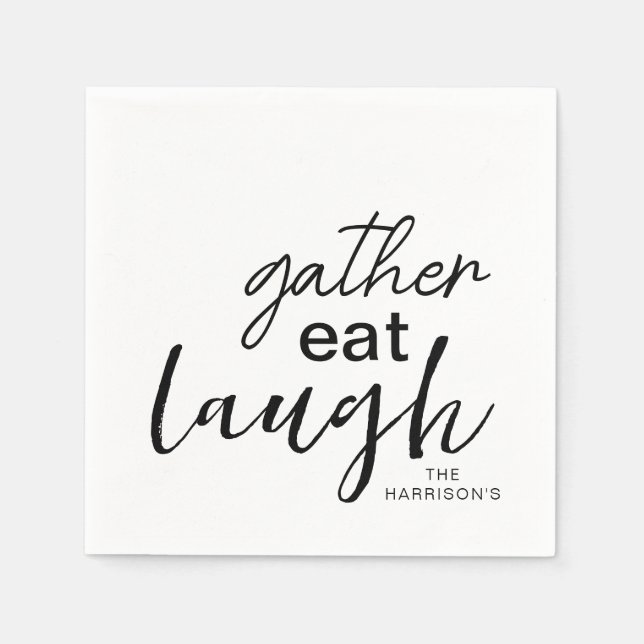 Servilleta De Papel Gather Eat Laugh Personalizado (Anverso)
