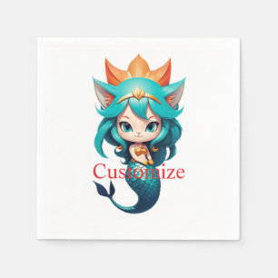 Servilleta De Papel Gatito Adorable Sirena Thunder_Cove