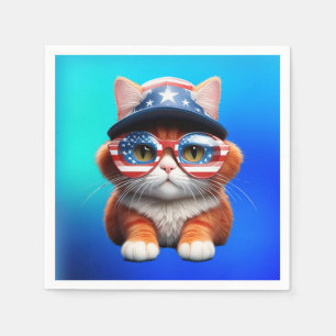 Servilleta De Papel Gatito con gafas estadounidenses Gorra-37654