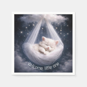Servilleta De Papel Gatito de Baby Shower en una hamaca de tul