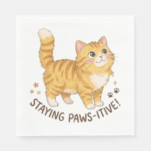 Servilleta De Papel Gatito Naranja Atigrado Lleno de Positividad
