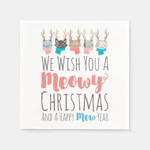 Servilleta De Papel 'Gatito Navidad' Gatos Navideños con Antleras Dive