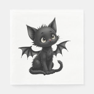Servilleta De Papel Gatito negro gruñón de Halloween con disfraz de mu