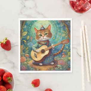 Servilleta De Papel Gatito tocando la guitarra