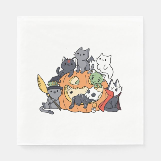 Servilleta De Papel Gatitos de Halloween (Anverso)