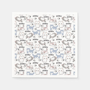 Servilleta De Papel Gatitos Gorditos Adorables y Corazones Meow