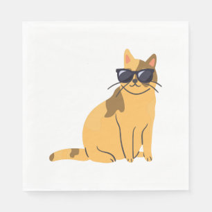 Servilleta De Papel Gatitos Guay Con Gafas De Sol - Gato Y Amantes