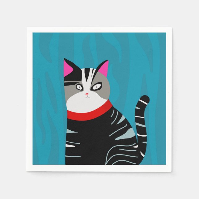 Servilleta De Papel Gato abstracto (Anverso)