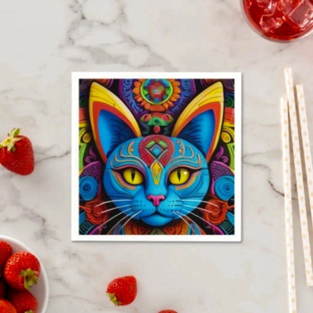 Servilleta De Papel Gato abstracto con ojos amarillos (Subido por el creador)