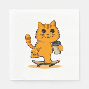 Servilleta De Papel Gato Adorable Patinando