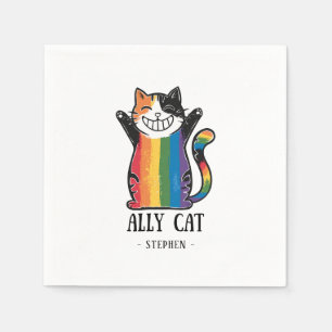 Servilleta De Papel Gato aliado - Gato arcoiris Orgullo LGBTQ (2)