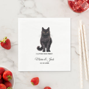 Servilleta De Papel Gato asiático negro que amé primero en su boda