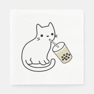 Servilleta De Papel Gato bebiendo boba leche té Bobalogy sudadera con 