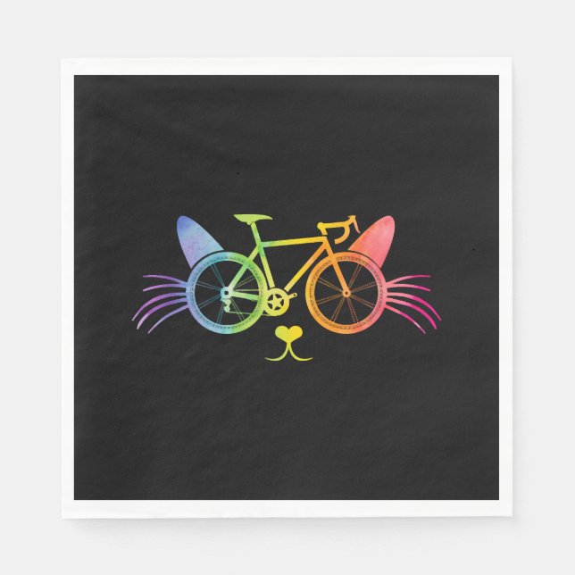 Servilleta De Papel Gato Bicicleta Lgbt (Anverso)