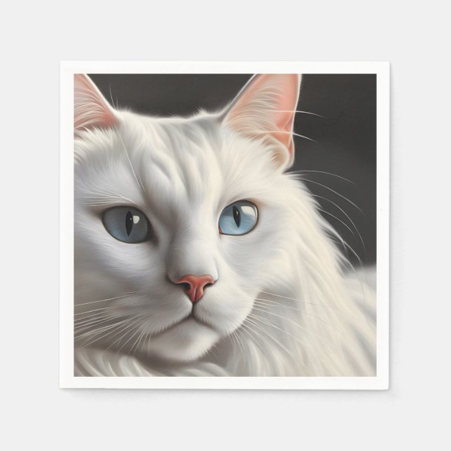 Servilleta De Papel Gato blanco (Anverso)