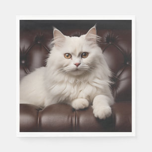 Servilleta De Papel Gato blanco majestuoso
