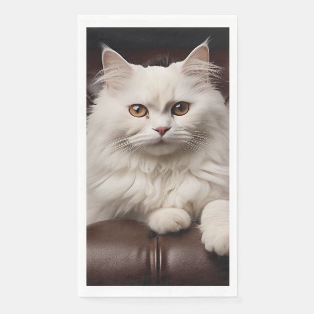 Servilleta De Papel Gato blanco majestuoso (Anverso)