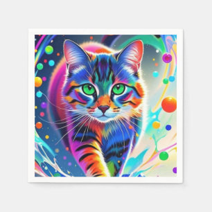 Servilleta De Papel Gato colorido, salpicaduras, pintura, clasificació