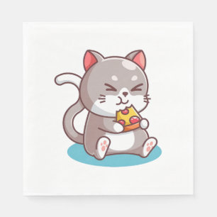 Servilleta De Papel Gato comiendo una pizza