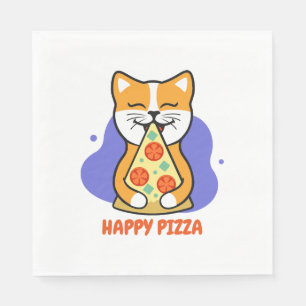 Servilleta De Papel Gato comiendo una pizza