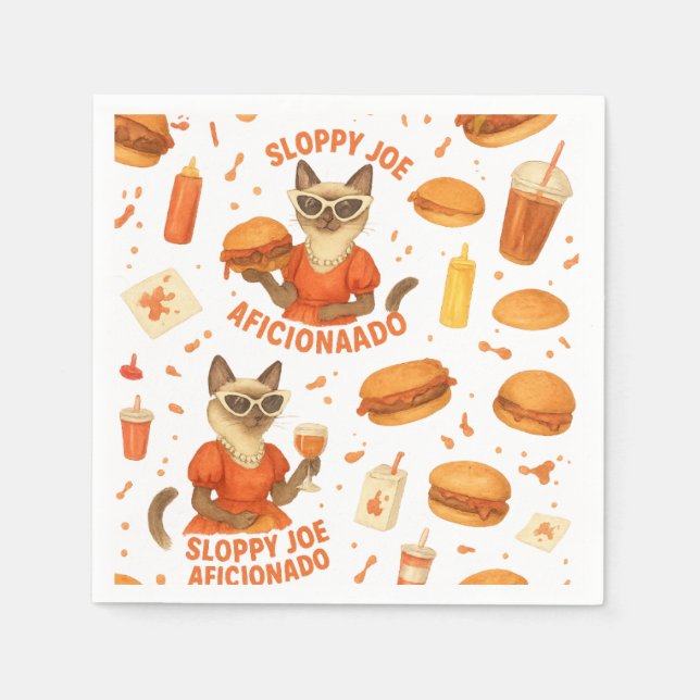Servilleta De Papel Gato con hamburguesa (Anverso)
