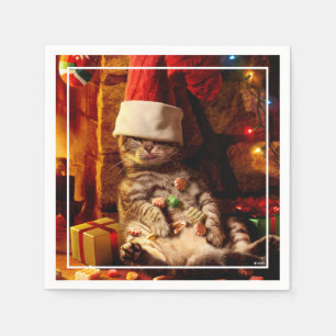 Servilleta De Papel Gato con la cabeza puesta