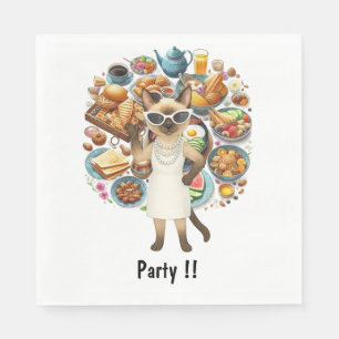 Servilleta De Papel Gato con mucho fiesta de comida festiva