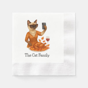Servilleta De Papel Gato con pastel de calabaza para fiesta de Acción 