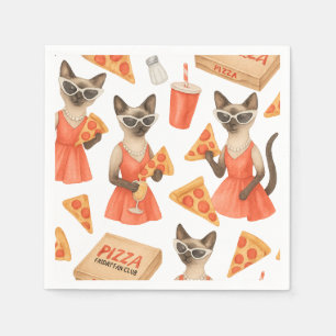 Servilleta De Papel Gato con pizza para amantes de gatos siameses