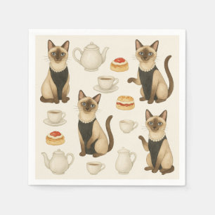 Servilleta De Papel Gato con té por la tarde Fiesta Londres Inglaterra