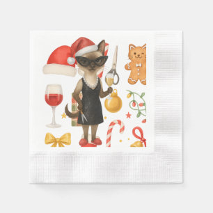 Servilleta De Papel Gato con tema de Navidad para amantes de gatos sia