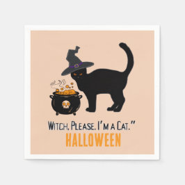 Servilleta De Papel gato conectado con sombrero de bruja en Halloween