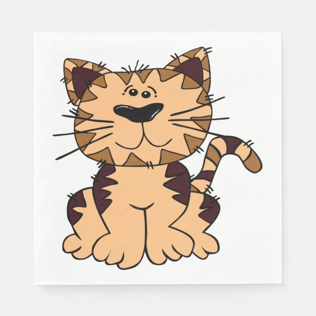 Servilleta De Papel GATO CUTE BEIGE AND BROWN big head (Anverso)