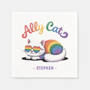 Servilleta De Papel Gato de Ally - Orgullo Gay Blanco (2)