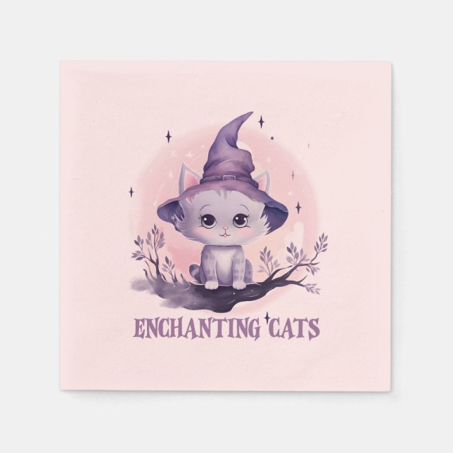 Servilleta De Papel Gato de bruja encantador (Anverso)