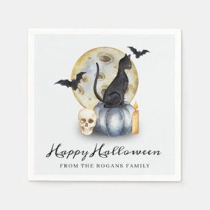 Servilleta De Papel Gato de calabaza de Halloween espeluznante