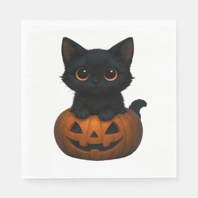 Servilleta De Papel Gato de calabaza - Pequeña y espeluznante camiseta (Anverso)