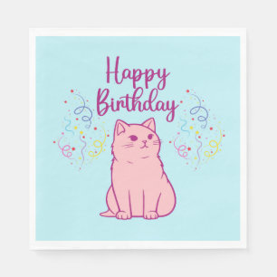 Servilleta De Papel Gato de cumpleaños feliz