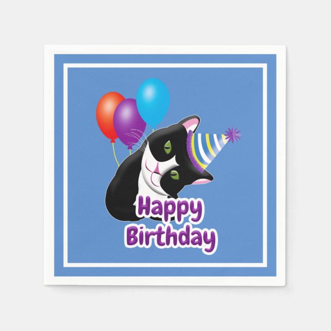 Servilleta De Papel Gato de cumpleaños feliz (Anverso)