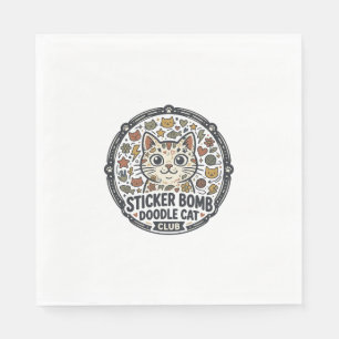 Servilleta De Papel Gato de Dibujo de Bomba de Pegatinas Arte Vectoria