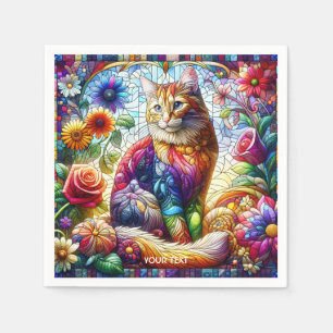 Servilleta De Papel Gato de Fantasía Aburrido de Cristal