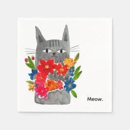 Servilleta De Papel Gato de flores